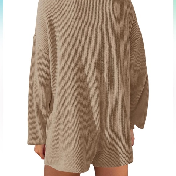 NEW Long Sleeve Sweater Rompers V Neck Button Down One Pieces Sweater Outfit - Picture 4 of 4